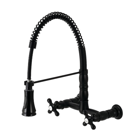 Gourmetier GS1240AX Two-Handle Wall-Mount Pull-Down Sprayer Kitchen Faucet, Black GS1240AX